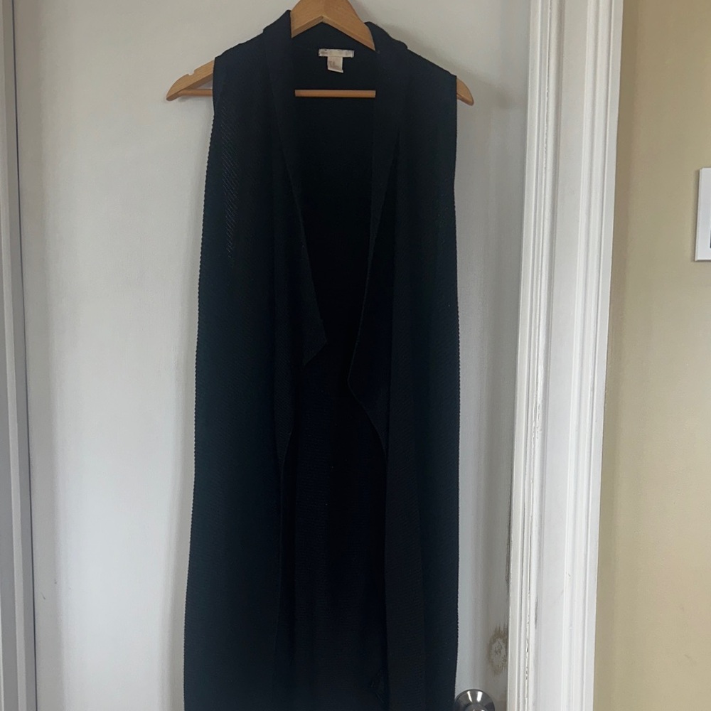 Black Sleeveless vest cardigan like duster